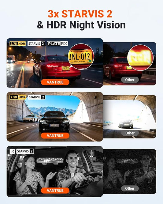 New N4S 3 Channel Dash Cam, Front Rear Inside 2.7K+1440P+1440P