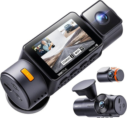 New N4S 3 Channel Dash Cam, Front Rear Inside 2.7K+1440P+1440P